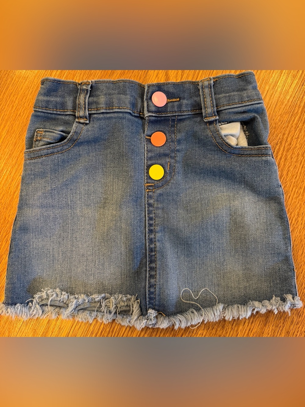 Garanimals Baby Girl 18M Denim Skirt Colorful Buttons Frayed Hem